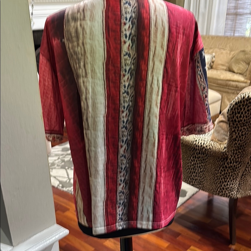Colorful Patchwork V-Neck Shirt - Picture 4 of 4